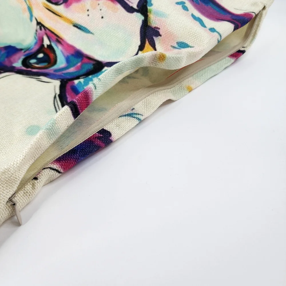 ***Only 1 Left***Double Sided Throw Pillow Cover. Water Color French Bulldog. - Picture 5 of 6